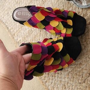 Rouge helium suede wedge heels